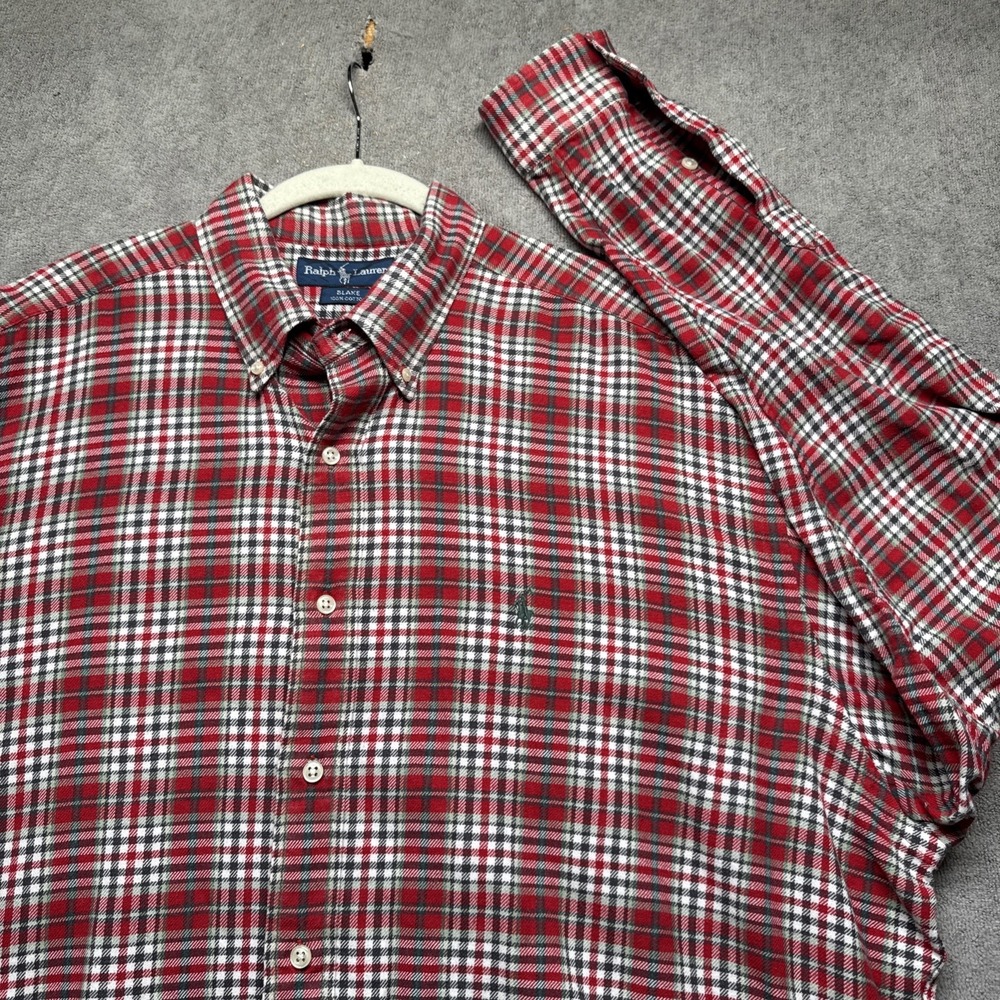 Polo Ralph Lauren Blake Shirt Mens XL Red Tartan Plaid Pony Long‎ Sleeve
